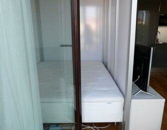 Spací kout - Pronájem bytu 1+kk v osobním vlastnictví 34 m², Praha 10 - Vinohrady