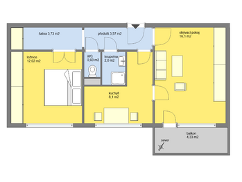 Pronájem bytu 2+1 v osobním vlastnictví 56 m², Brno