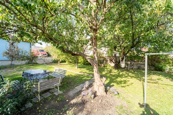 Zahrada se stromy a posezení - Prodej domu 197 m², Praha 8 - Ďáblice