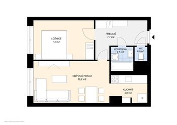 Prodej bytu 2+kk v osobním vlastnictví 44 m², Praha 4 - Chodov