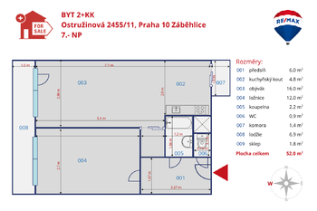 Prodej bytu 2+kk v osobním vlastnictví 52 m², Praha 10 - Záběhlice