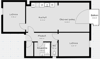 Pronájem bytu 3+kk v osobním vlastnictví 66 m², Nehvizdy