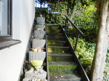 Schody k zadní části chaty. - Prodej chaty / chalupy 76 m², Cheb