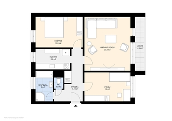 Prodej bytu 3+1 v osobním vlastnictví 69 m², Hostivice