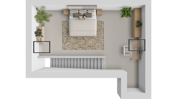 3D půdorys podkrovní galerie - Prodej bytu 2+kk v osobním vlastnictví 73 m², Mikulov