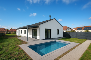 vizualizace zahrady - Prodej domu 100 m², Srubec