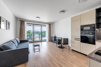 Obývací pokoj - Pronájem bytu 1+kk v osobním vlastnictví 42 m², Praha 8 - Karlín 