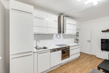 Obývací pokoj s kuchyňskou linkou - Prodej bytu 3+kk v družstevním vlastnictví 55 m², Chomutov