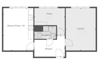 Půdorys - Prodej bytu 3+kk v družstevním vlastnictví 55 m², Chomutov