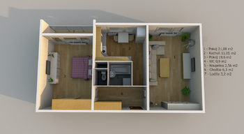 Prodej bytu 2+1 v osobním vlastnictví 62 m², Chomutov