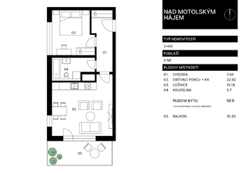 Prodej bytu 2+kk v osobním vlastnictví 51 m², Praha 5 - Stodůlky
