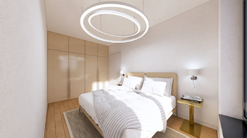 Vizulizace ložnice - Prodej bytu 2+kk v osobním vlastnictví 55 m², Praha 4 - Modřany
