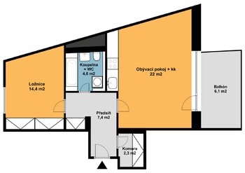 Prodej bytu 2+kk v osobním vlastnictví 61 m², Praha 5 - Smíchov