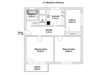 Prodej bytu 3+1 v osobním vlastnictví 72 m², Olomouc