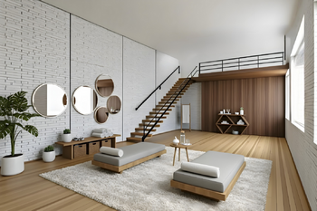 Vizualizace – prostor přizpůsobený pro služby wellness, beauty či fyzioterapii - Prodej kancelářských prostor 60 m², Praha 8 - Karlín