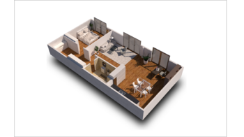 půdorys bytu - Pronájem bytu 2+kk v osobním vlastnictví 70 m², Praha 5 - Košíře