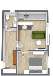 Orientační plán bytu - Pronájem bytu 2+kk v osobním vlastnictví 50 m², Benešov