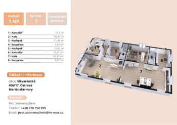 Pronájem kancelářských prostor 188 m², Ostrava