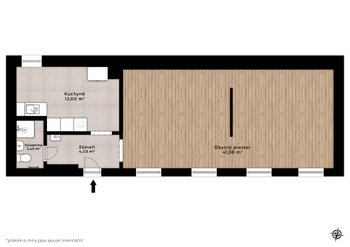 Aktuální půdorys - Prodej kancelářských prostor 60 m², Praha 8 - Karlín