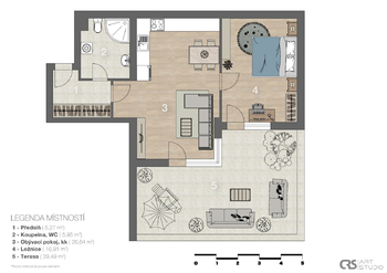 Prodej bytu 2+kk v osobním vlastnictví 90 m², Praha 5 - Smíchov