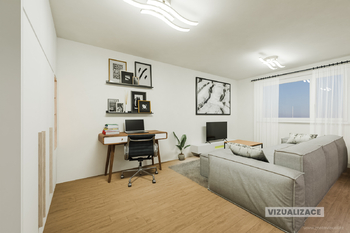 Vizualizace obývacího pokoje - Prodej bytu 2+1 v osobním vlastnictví 64 m², Chlumec