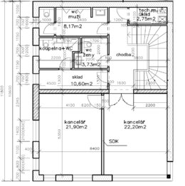 půdorys 2NP - Pronájem kancelářských prostor 180 m², Praha 4 - Chodov