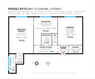 Prodej bytu 2+1 v družstevním vlastnictví 55 m², Litvínov
