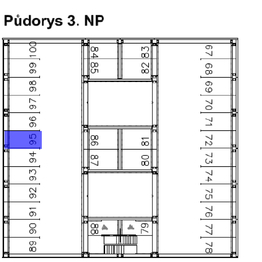 Půdorys 3. NP garážového domu.  - Pronájem garážového stání, Praha 9 - Černý Most