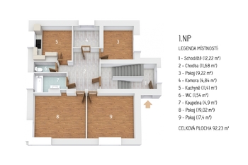 Půdorys 1NP - Prodej nájemního domu 337 m², Praha 8 - Libeň