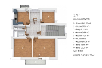 Půdorys 2NP - Prodej nájemního domu 337 m², Praha 8 - Libeň