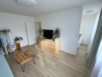 Obývací místnost s kuchyní - Prodej bytu 1+kk v osobním vlastnictví 27 m², Kladno 