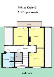 Půdorys 2. NP - podkroví - Prodej domu 230 m², Městec Králové