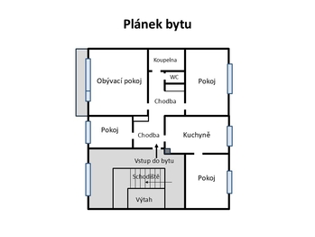 Plánek bytu - Prodej bytu 4+1 v družstevním vlastnictví 92 m², Teplice