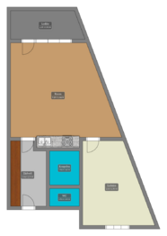 Půdorys - Pronájem bytu 2+kk v osobním vlastnictví 70 m², Praha 4 - Michle