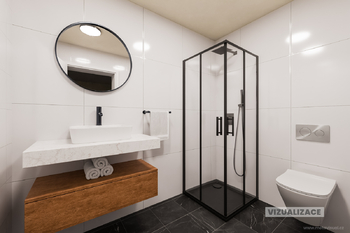 Vizualizace koupelna 1.NP - Prodej domu 180 m², Desná