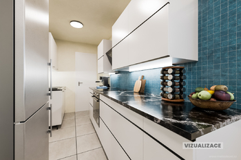 Vizualizace kuchyň 1.NP - Prodej domu 180 m², Desná