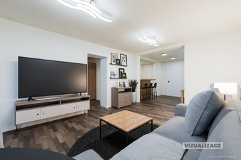 Vizualizace obývacího pokoje 1.NP - Prodej domu 180 m², Desná