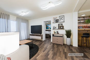 Vizualizace obývacího pokoje 1.NP - Prodej domu 180 m², Desná