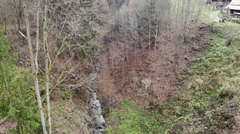 Pohled na jížní hranici parcely č.2133 - Prodej pozemku 5535 m², Železný Brod