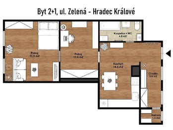 Pronájem bytu 2+1 v osobním vlastnictví 58 m², Hradec Králové