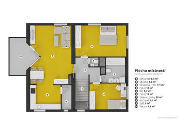 2D půdorys - Pronájem bytu 3+kk v osobním vlastnictví 188 m², Praha 9 - Satalice