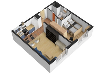 Půdorys bytu  - Prodej bytu 2+kk v osobním vlastnictví 39 m², Praha 4 - Krč