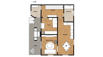Orientační plánek přízemí - Pronájem domu 130 m², Zruč-Senec