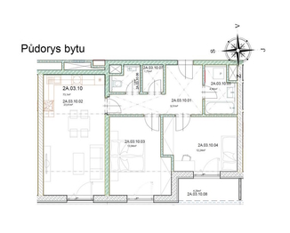 Půdorys bytu - Pronájem bytu 3+kk v osobním vlastnictví 81 m², Brandýs nad Labem-Stará Boleslav
