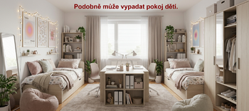 Ložnice nebo dětský pokoj - vizualizace - Pronájem bytu 2+kk v osobním vlastnictví 57 m², Brno