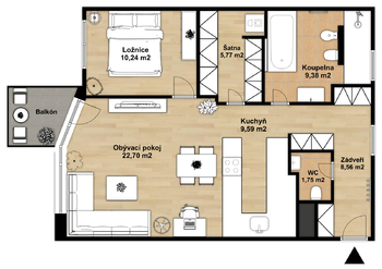 Pronájem bytu 2+kk v družstevním vlastnictví 71 m², Praha 10 - Strašnice