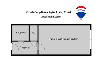 Pronájem bytu 1+kk v osobním vlastnictví 31 m², Veselí nad Lužnicí