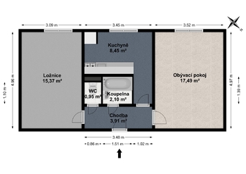 Prodej bytu 2+1 v osobním vlastnictví 55 m², Duchcov