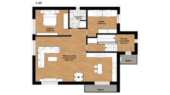Půdorys 3.NP. - Prodej domu 210 m², Havířov
