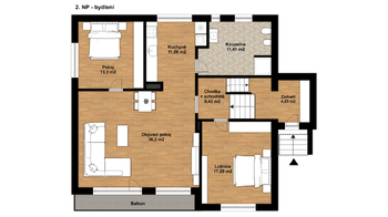 Půdorys 2.NP. - BYDLENÍ - Prodej domu 210 m², Havířov